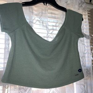 Hollister green crop top off shoulder